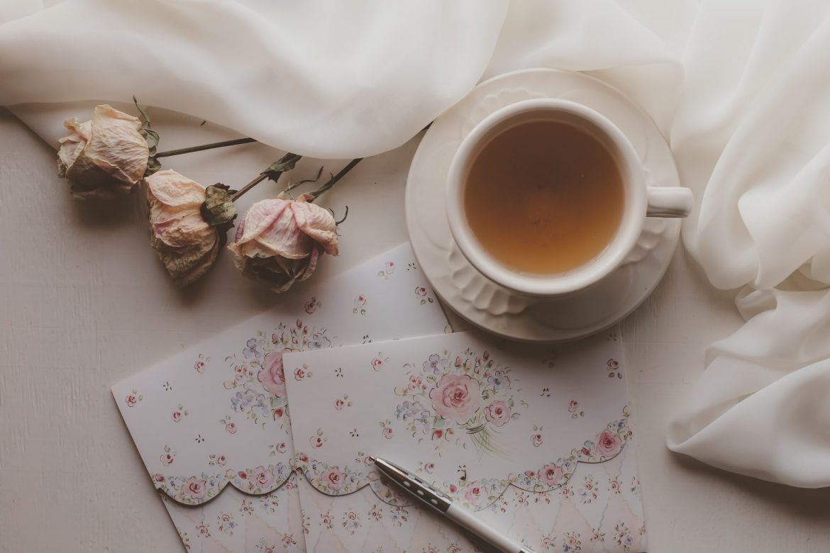 roses, letter and tea